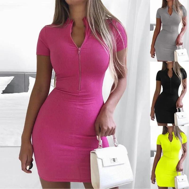 2021 Amazon cross-border women's high neck short sleeve zipper bag hip skirt dress, Optional
2021 Amazon cross-border women's high neck short sleeve zipper bag hip skirt dress, Optional