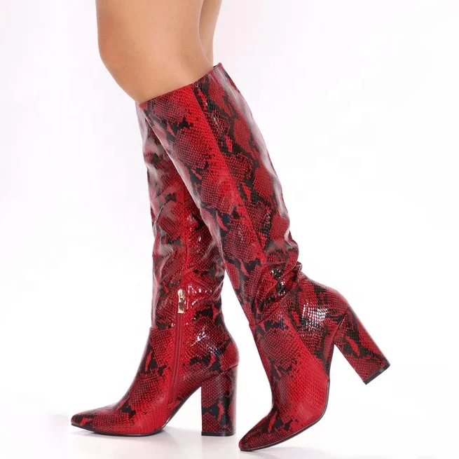 Red Python Patterns Winter Big Size Pointed Toe High Chunky Heel Warm Women Long Booty Side Zip Party Home Knee High Women Boots
Red Python Patterns Winter Big Size Pointed Toe High Chunky Heel Warm Women Long Booty Side Zip Party Home Knee High Women Boots