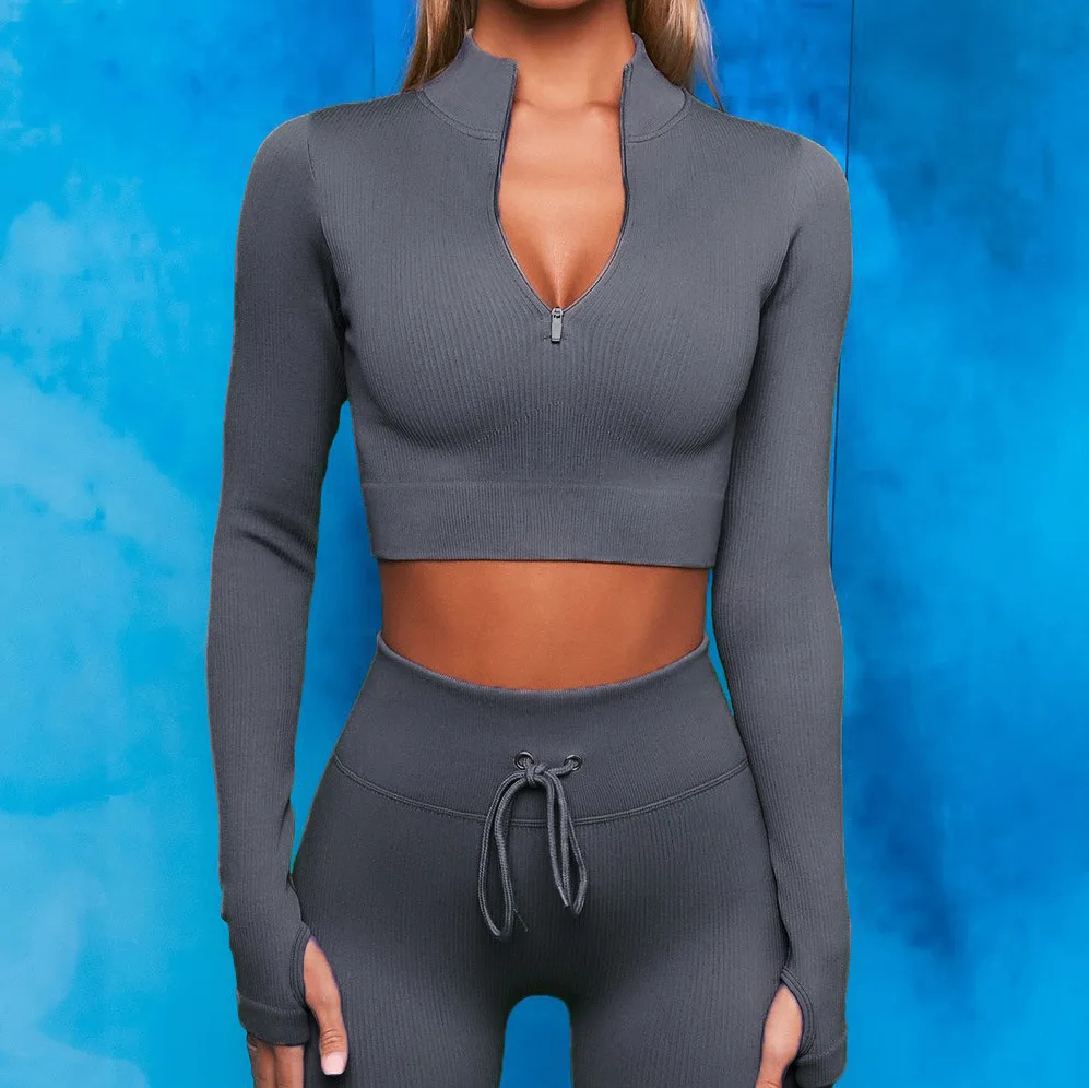 Aipa Zipper cardigan Sports Top Women's seamless knitted tight long sleeve yoga clothes running training fitness clothes
Aipa Zipper cardigan Sports Top Women's seamless knitted tight long sleeve yoga clothes running training fitness clothes