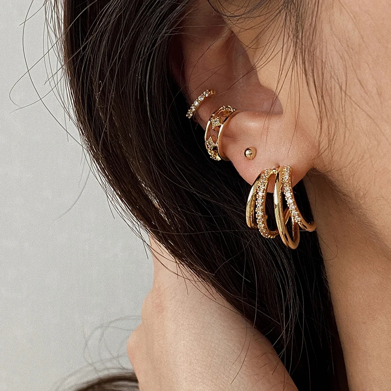 4 Row C Shape Cubic Zirconia Earrings Circle Geometric Hoop Earrings for Women Statement 18K Gold Plated Jewelry Hot Accessories
4 Row C Shape Cubic Zirconia Earrings Circle Geometric Hoop Earrings for Women Statement 18K Gold Plated Jewelry Hot Accessories