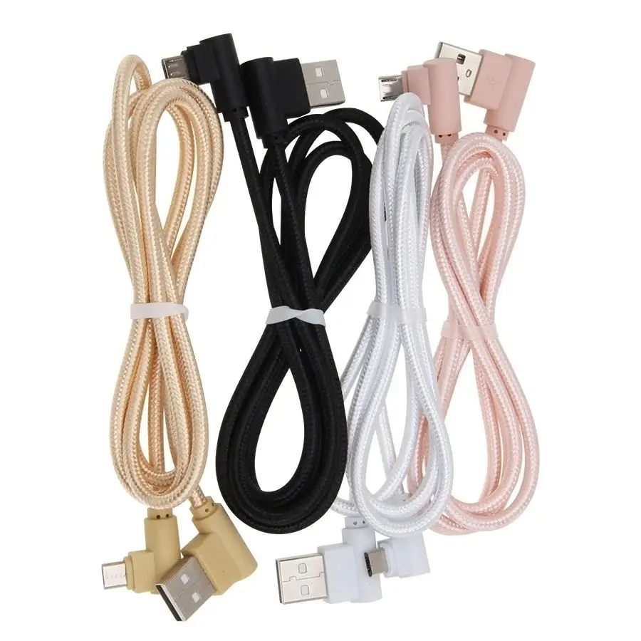 Short Micro USB Data Cable 25cm Nylon 90 Degree Elbow Wire Fast Charging for Samsung S7 Edge Xiaomi LG Android Smartphone - ANKUX.COM