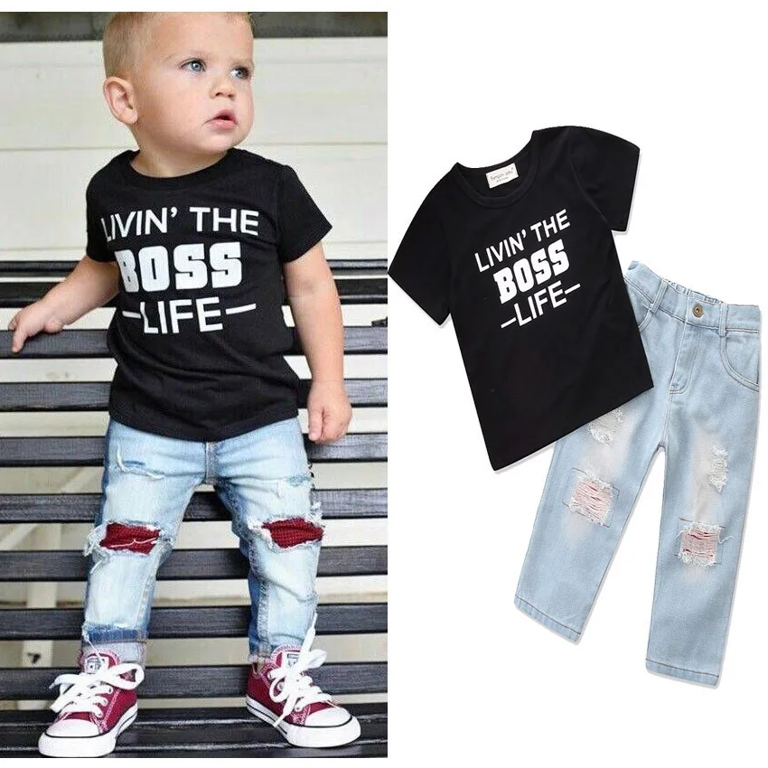 2 pieces letter printed t-shirt and jeans pant boys clothes sets kids clothing, Picture
2 pieces letter printed t-shirt and jeans pant boys clothes sets kids clothing, Picture