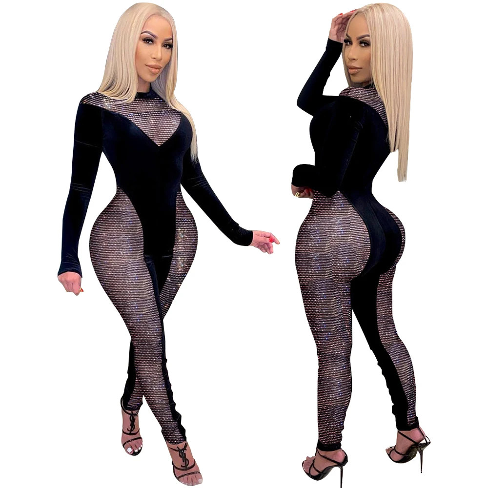 New fashion mesh see through sexy club wear long sleeve jumpsuit women velvet jumpsuit woman
New fashion mesh see through sexy club wear long sleeve jumpsuit women velvet jumpsuit woman