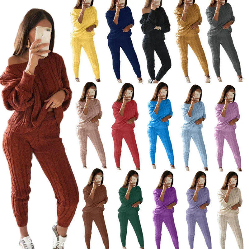 factory wholesale Fashion winter thick two piece sweater set women clothing solid ladies long pant 2 piece knitted sweater
factory wholesale Fashion winter thick two piece sweater set women clothing solid ladies long pant 2 piece knitted sweater