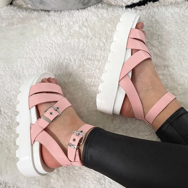 New Design Simple Style Gladiator Platform Sandals for Women Large Size Solid Color Slide Sandals with Buckle, 2 colors
New Design Simple Style Gladiator Platform Sandals for Women Large Size Solid Color Slide Sandals with Buckle, 2 colors