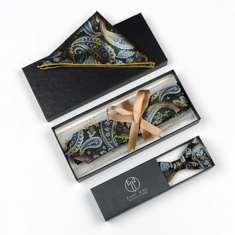Paisley Bow Tie Set Customizable gift box Necktie Satin Bow Tie Pocket Square 3pcs Tie Set
Paisley Bow Tie Set Customizable gift box Necktie Satin Bow Tie Pocket Square 3pcs Tie Set