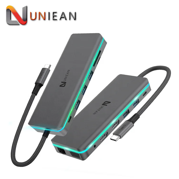 RGB Lighting Colorful Square White Powered USB C to USB Type C HUB Tipo C A RJ45 3.0 14 in 1 with Docking Station
RGB Lighting Colorful Square White Powered USB C to USB Type C HUB Tipo C A RJ45 3.0 14 in 1 with Docking Station