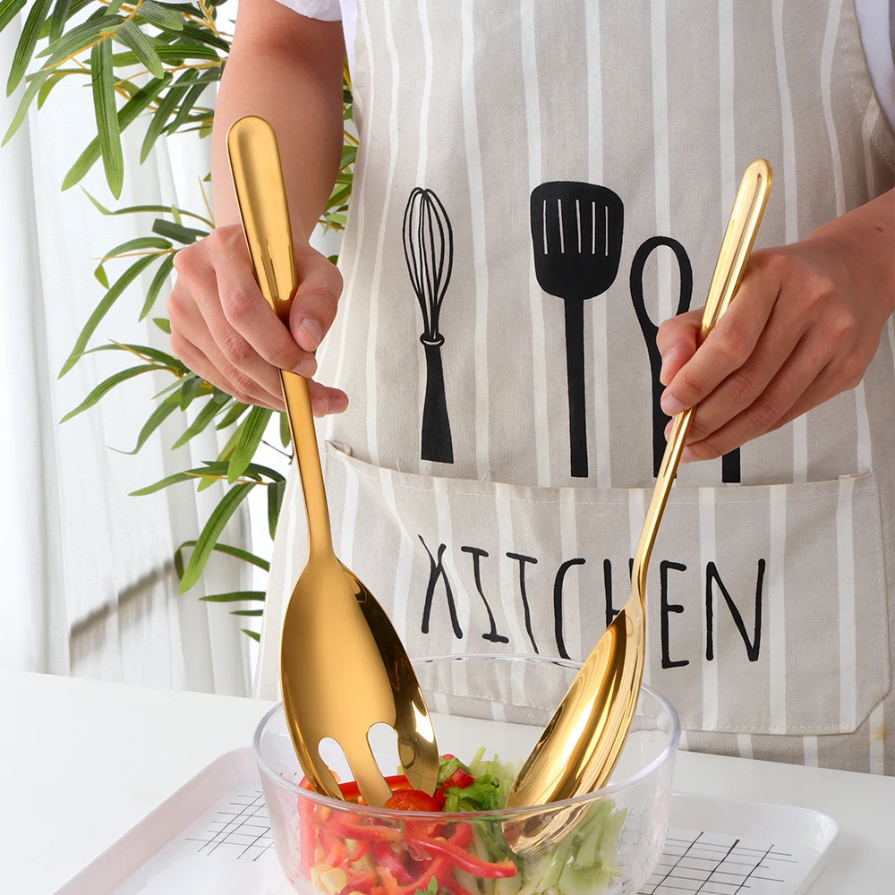 Large Size 12 Inch Serving Set of 2 Stainless Steel Long Serving Spoon and Spork for Restaurant Buffet, Silver,gold,rose gold,black,purple,blue,rainbow no.0,rainbow no.3
Large Size 12 Inch Serving Set of 2 Stainless Steel Long Serving Spoon and Spork for Restaurant Buffet, Silver,gold,rose gold,black,purple,blue,rainbow no.0,rainbow no.3