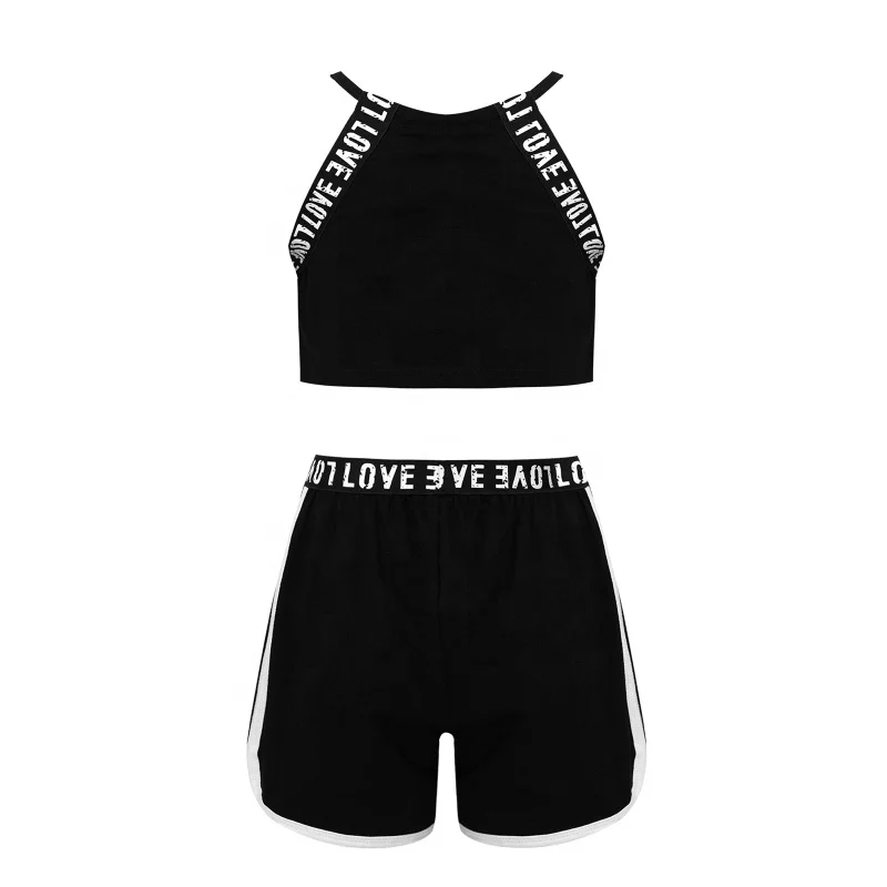 2Pcs Kids Girls Sport Suit Letters Print Drawstring Shoulder Straps Sleeveless Black Short Sport Yoga Fitness
2Pcs Kids Girls Sport Suit Letters Print Drawstring Shoulder Straps Sleeveless Black Short Sport Yoga Fitness
