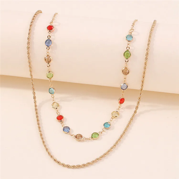 Cross-Border Fashion Ins Style Color Rhinestone Chain Necklace Small Fresh Multi-Layer Simple Necklace, Silver, gold
Cross-Border Fashion Ins Style Color Rhinestone Chain Necklace Small Fresh Multi-Layer Simple Necklace, Silver, gold