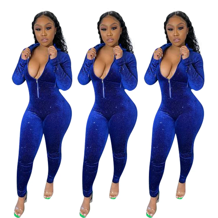 D96007 New Arrivals Fashion Blue Sequins Velvet Hooded Zipper Solid Color Long Sleeves Women Sexy Winter Jumpsuits
D96007 New Arrivals Fashion Blue Sequins Velvet Hooded Zipper Solid Color Long Sleeves Women Sexy Winter Jumpsuits
