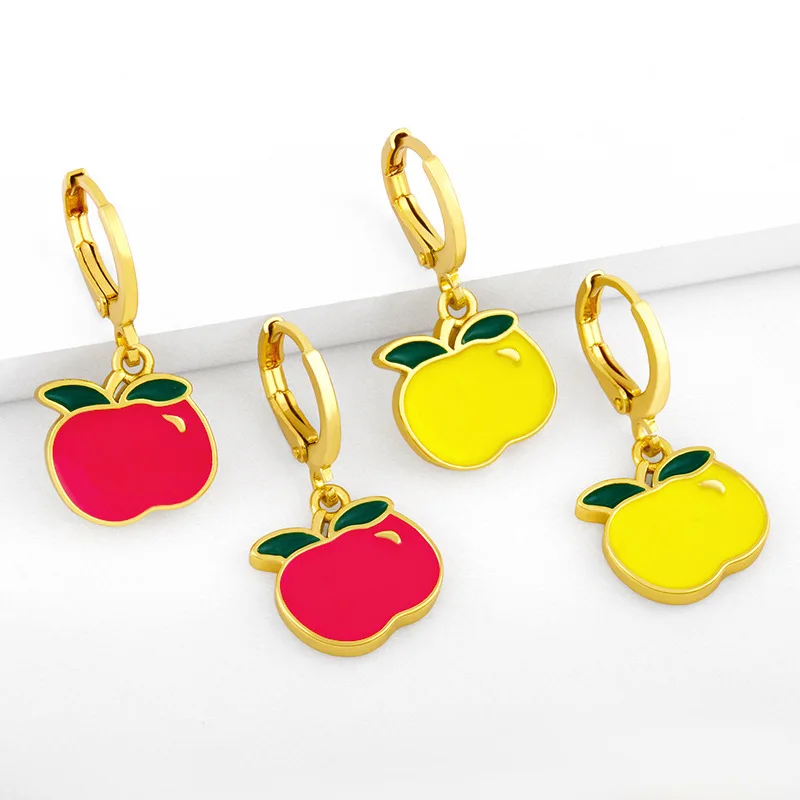 18K Gold Plated New Fruit Stud Earrings Cute Red Apple Unique Earrings For Women Jewelry Box Luxury Earring, Gold color earring
18K Gold Plated New Fruit Stud Earrings Cute Red Apple Unique Earrings For Women Jewelry Box Luxury Earring, Gold color earring