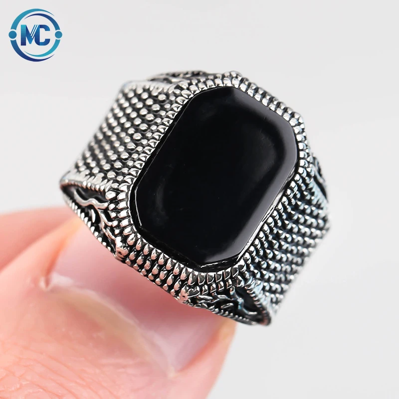 Stylish Antique 925 Silver Plated Men's Ring Creative Dots Style Square Black Agate Ring, Silver, gold
Stylish Antique 925 Silver Plated Men's Ring Creative Dots Style Square Black Agate Ring, Silver, gold