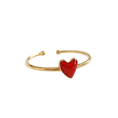 Fashion Simple Design Red Heart Shape Ring Opening Sterling Silver Ring Jewelry, As picture
Fashion Simple Design Red Heart Shape Ring Opening Sterling Silver Ring Jewelry, As picture