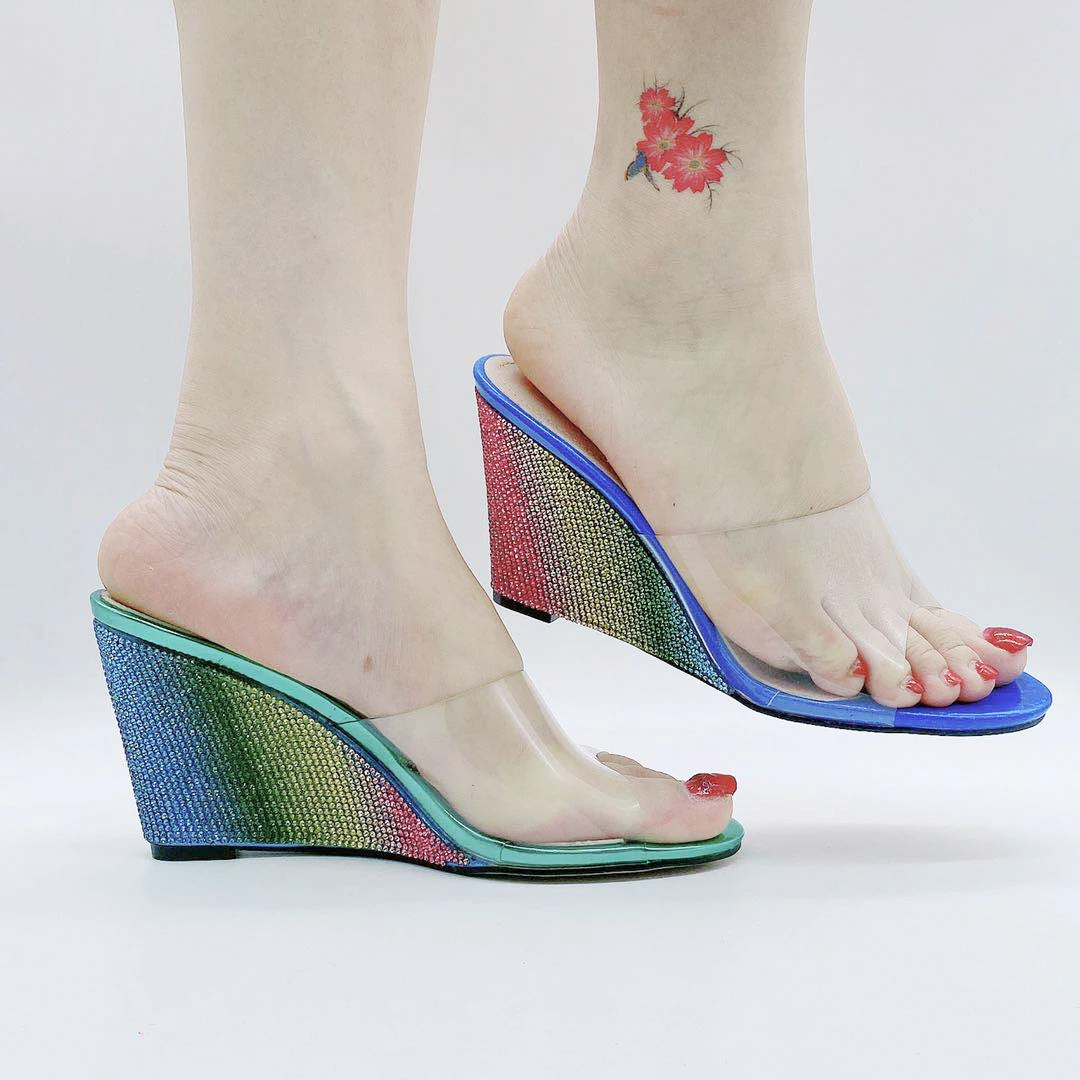 Gradient Rainbow Colorful Wedges Heeled Shoes Women Ladies High Heels Party Outdoor Casual Thick Heeled Slippers for Woman Shoe
Gradient Rainbow Colorful Wedges Heeled Shoes Women Ladies High Heels Party Outdoor Casual Thick Heeled Slippers for Woman Shoe