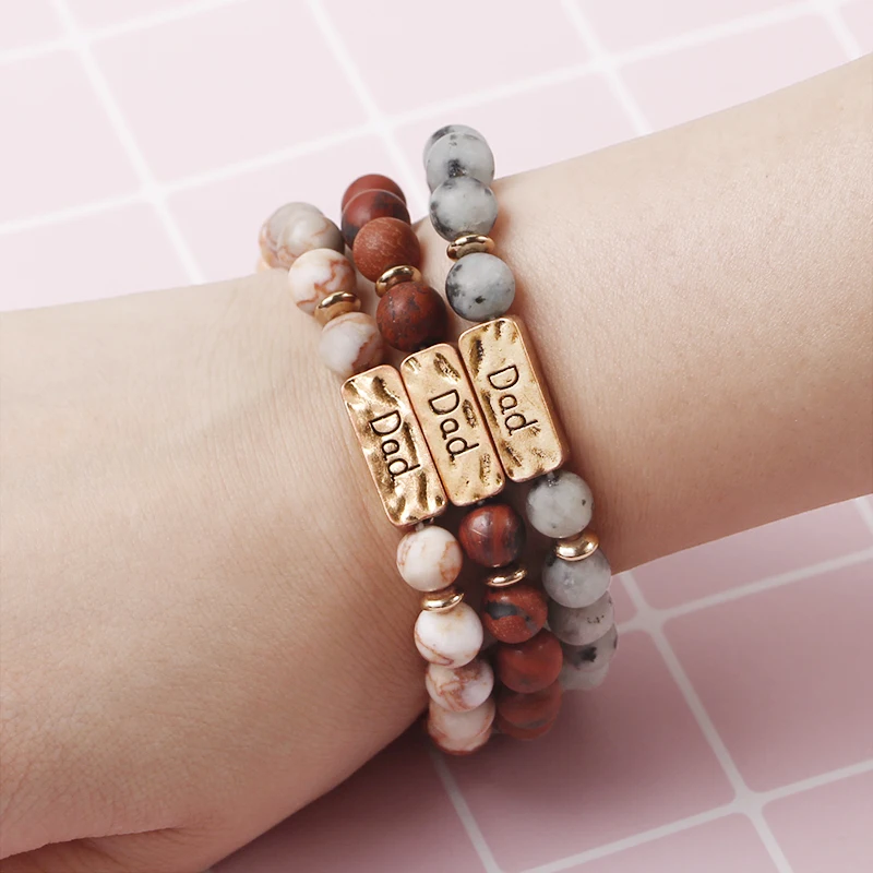 Fathers day gifts high quality antique gold dad engraved charm 8mm red jasper natural stone bracelet men beaded
Fathers day gifts high quality antique gold dad engraved charm 8mm red jasper natural stone bracelet men beaded