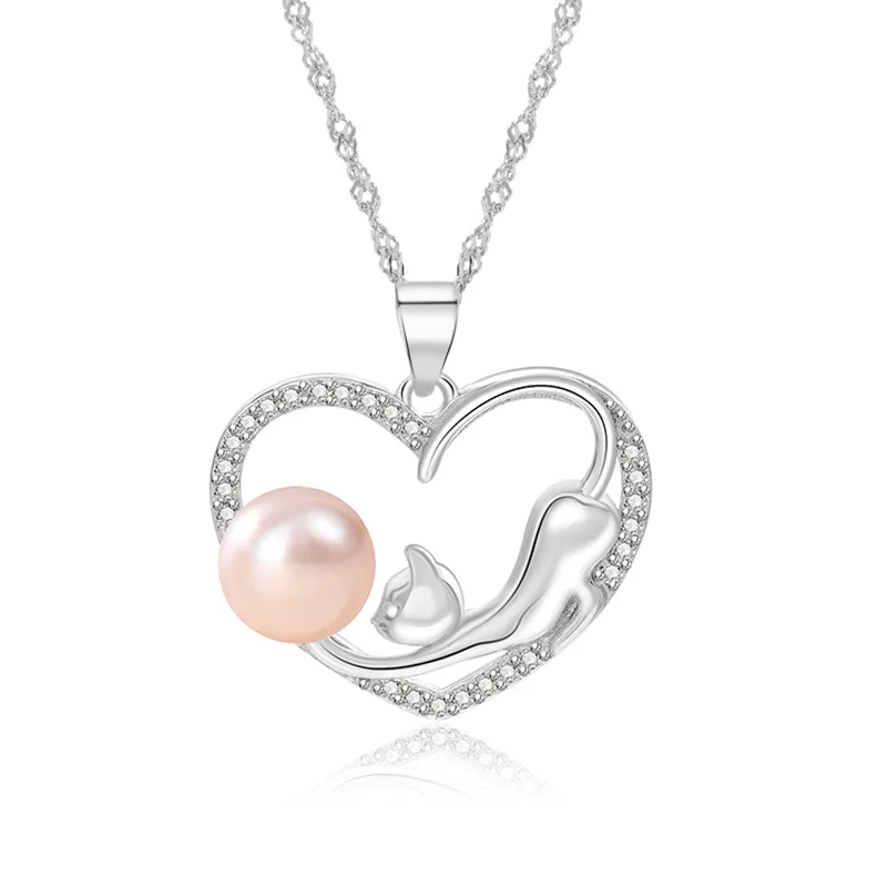 GT Zirconium Heart Pendant Necklace Mother's Day Gift 925 Sterling Silver Cat Pearl Necklaces For Valentine Day, As picture
GT Zirconium Heart Pendant Necklace Mother's Day Gift 925 Sterling Silver Cat Pearl Necklaces For Valentine Day, As picture