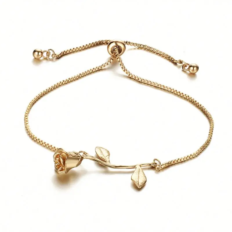 Factory Wholesale Gold Plating Rose Charms Bracelets Rose Gold Flower Pendant Bracelet for Women Jewelry, Gold, rose gold, silver
Factory Wholesale Gold Plating Rose Charms Bracelets Rose Gold Flower Pendant Bracelet for Women Jewelry, Gold, rose gold, silver