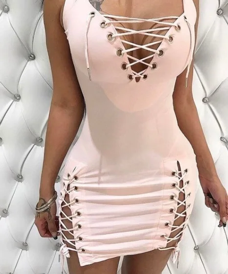 Deep V Neck Sleeveless Summer Mini Pencil Skirts Women Bodycon Bandage Hollow Out Sexy Party Club Dress, 3options
Deep V Neck Sleeveless Summer Mini Pencil Skirts Women Bodycon Bandage Hollow Out Sexy Party Club Dress, 3options