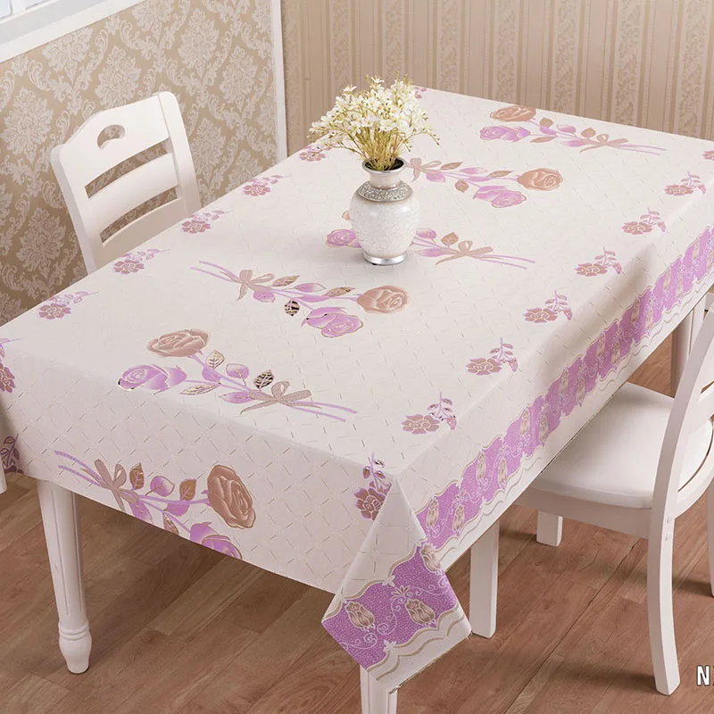 Latest Design Home Hotel Beautiful Printed Lace Tablecloth PVC Table Cloth
