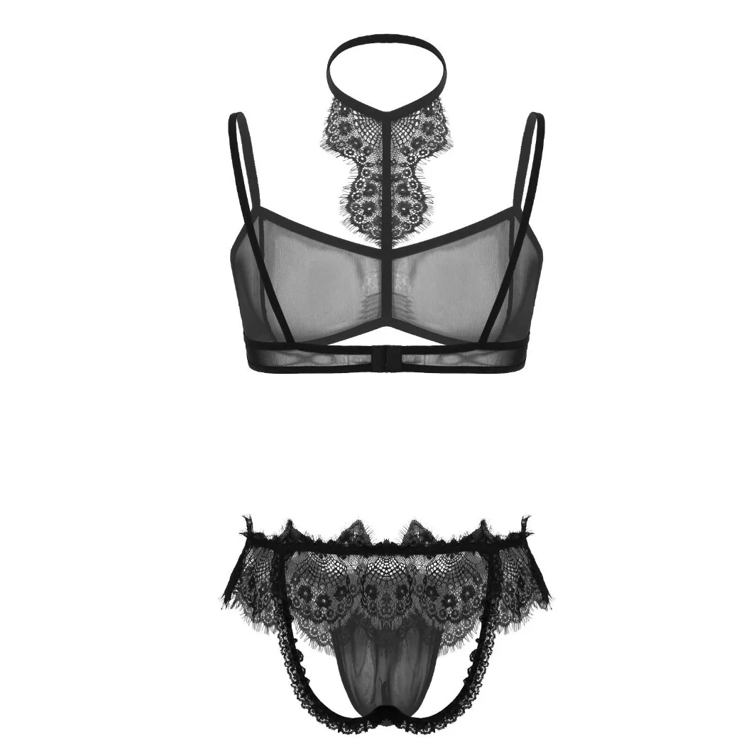 Fashion Transparent Sissy Set Mens Lace Trim Bra Top with G-strings Thongs Panties
Fashion Transparent Sissy Set Mens Lace Trim Bra Top with G-strings Thongs Panties