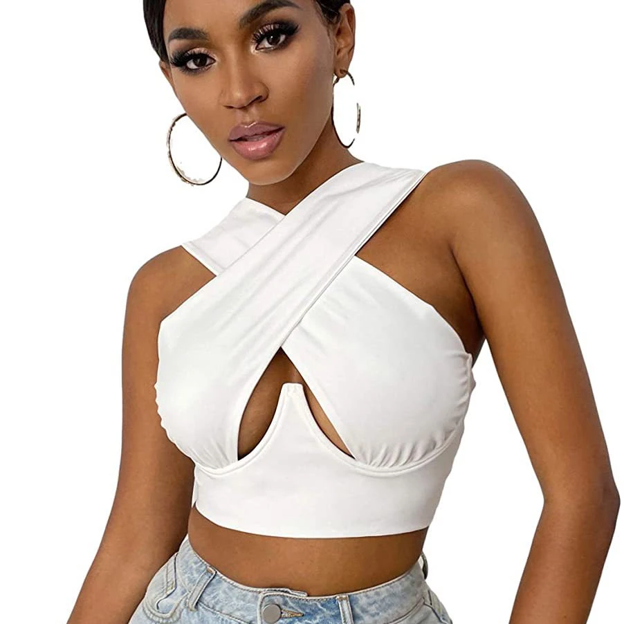 QC New 2021 fashion summer woman shirt hollow cross halter wrap top crop ladies' blouses & tops
QC New 2021 fashion summer woman shirt hollow cross halter wrap top crop ladies' blouses & tops