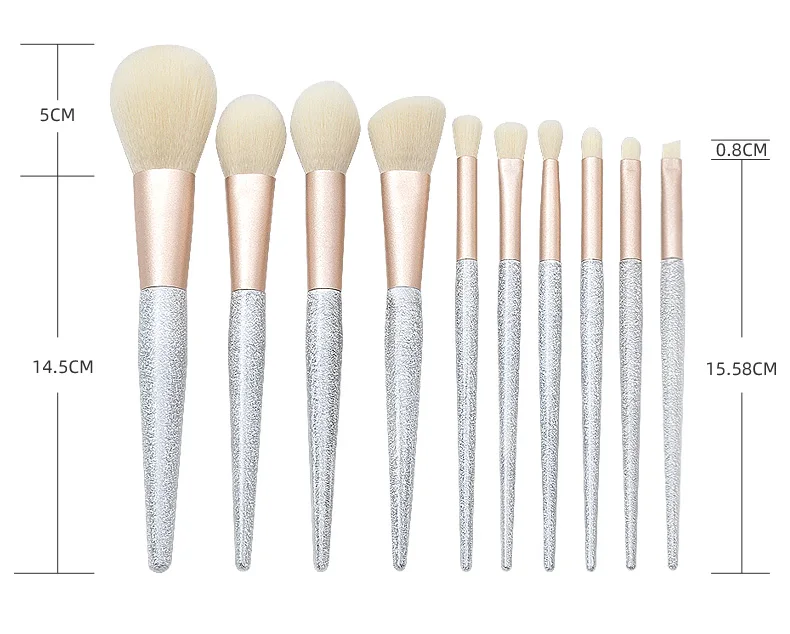 Hot Sale VMAE Silver Frosted Wooden Handle Makeup Brush Makeup Tools Eye Shadow Foundation Blush Brow Lip Brush 10 Pack
Hot Sale VMAE Silver Frosted Wooden Handle Makeup Brush Makeup Tools Eye Shadow Foundation Blush Brow Lip Brush 10 Pack