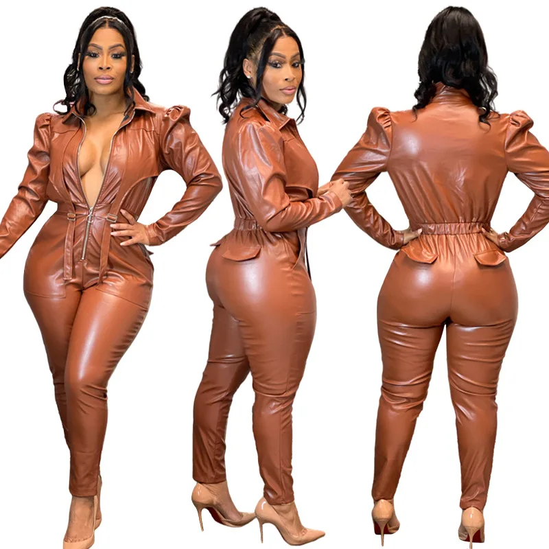 MT243-376 2021 Autumn Winter Casual Bubble Rompers Pleated Jumpsuit Brown Womens PU Leather Jumpsuit women clothing
MT243-376 2021 Autumn Winter Casual Bubble Rompers Pleated Jumpsuit Brown Womens PU Leather Jumpsuit women clothing