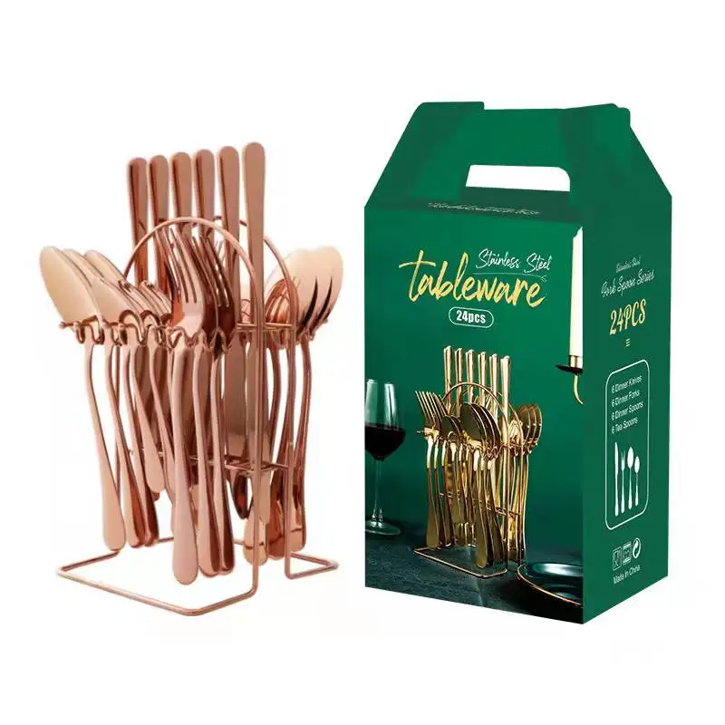 Luxury Royal 24 Piece Gold Flatware Stainless Steel Spoon And Fork Set 24pcs Cutlery Set With Gold Rack, Red, green, silver, gold, black, rainbow,rose gold,blue
Luxury Royal 24 Piece Gold Flatware Stainless Steel Spoon And Fork Set 24pcs Cutlery Set With Gold Rack, Red, green, silver, gold, black, rainbow,rose gold,blue