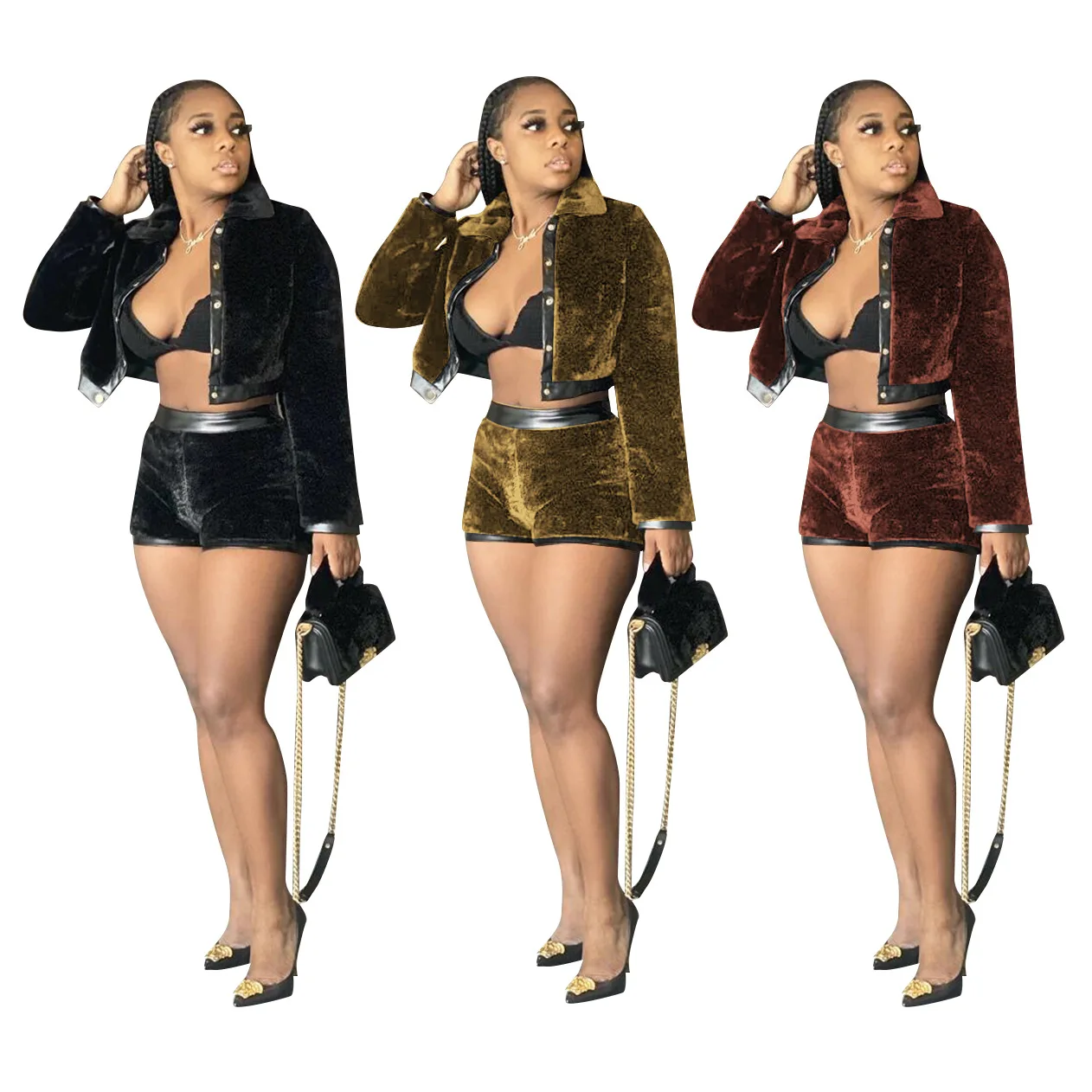 M5188 Comfortable branded classical fashionable winter 2 pieces short pants sets outfits for women sexy velvet 2 piece outfits
M5188 Comfortable branded classical fashionable winter 2 pieces short pants sets outfits for women sexy velvet 2 piece outfits