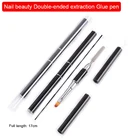 Custom double used kolinsky nail art acrylic UV gel brush Black Handle Steel Push Gel Nail Brush