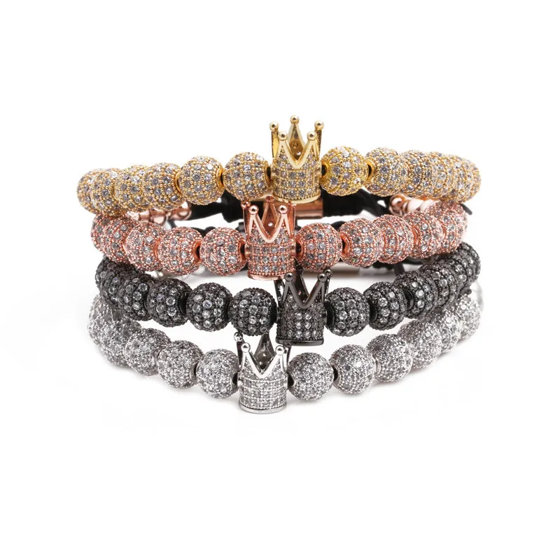 Newest Fashion Handmade Rope18K Gold Plated 8mm Beaded Bracelet Micro Pave CZ Balls Crown Macrame Bracelet
Newest Fashion Handmade Rope18K Gold Plated 8mm Beaded Bracelet Micro Pave CZ Balls Crown Macrame Bracelet