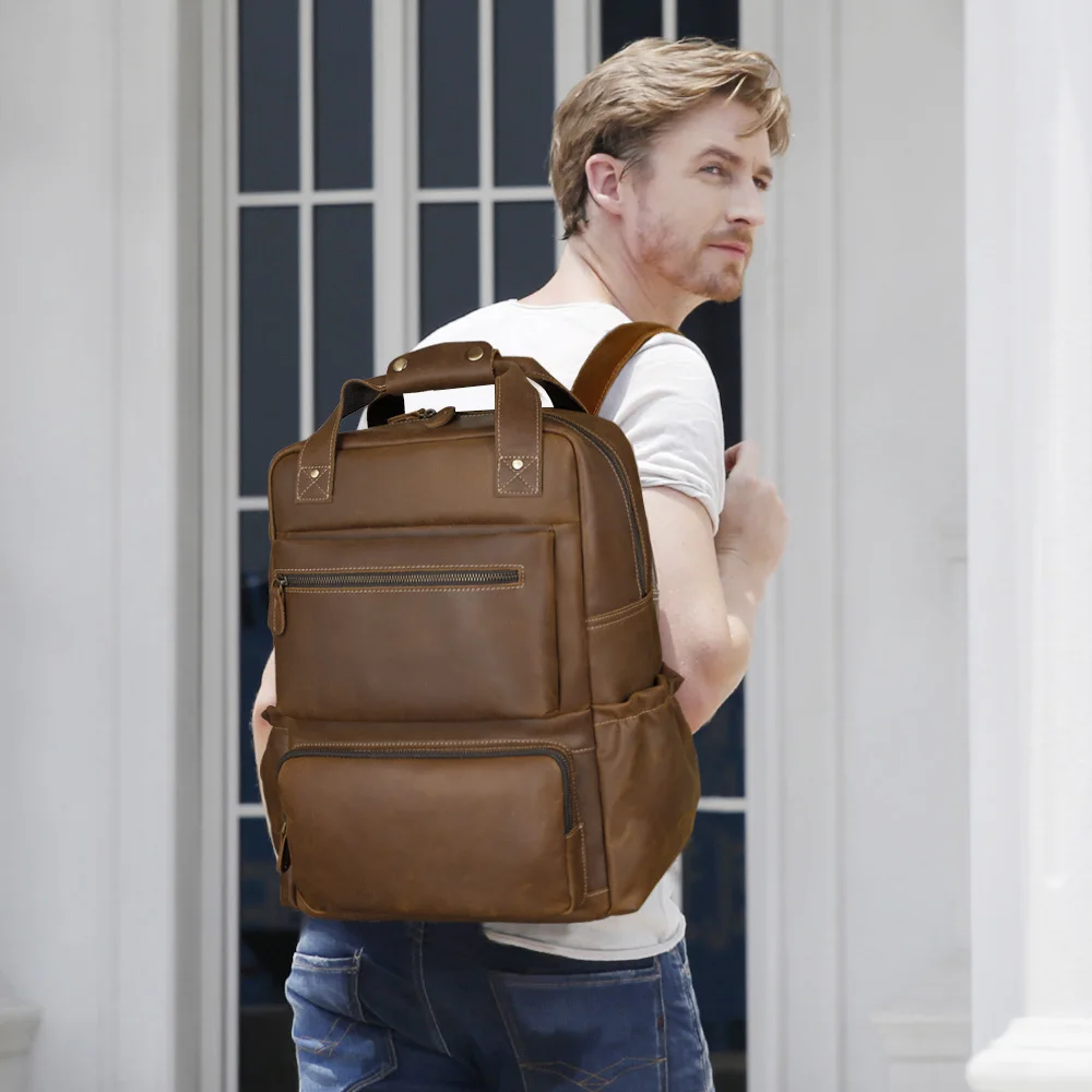 Factory Supply Wholesale Hot Sale Brown Cowhide Genuine Cow Leather Bag 15 Inch Travel Laptop Real Leather Backpack
Factory Supply Wholesale Hot Sale Brown Cowhide Genuine Cow Leather Bag 15 Inch Travel Laptop Real Leather Backpack