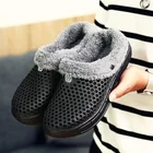 Free sample winter waterproof fur indoor clog warm mens slippers house outdoor beach casual shoes