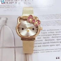 

Hello Kitty pink cartoon kids quartz watch manufacturers wholesale Children's cartoon steel band watch with diamonds
