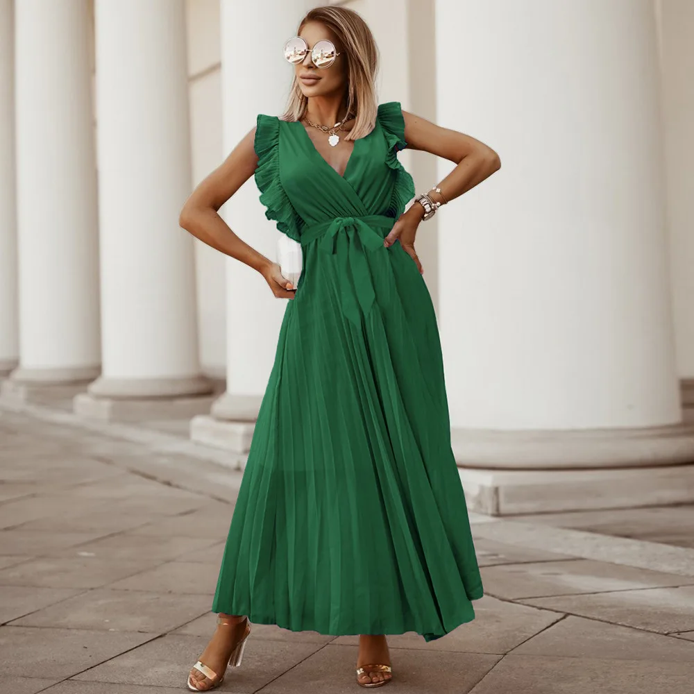 factory wholesale Beach Long Dress Fashion Slim Sexy Lotus Leaf Sleeve Chiffon Pleated Skirt Solid Color Dress
factory wholesale Beach Long Dress Fashion Slim Sexy Lotus Leaf Sleeve Chiffon Pleated Skirt Solid Color Dress