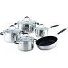 9pcs Popular Cut Edge Stainless Steel Kitchen Cookware Sets Mixed Stainless Steel Handle and Knob with Silicone for Cooking