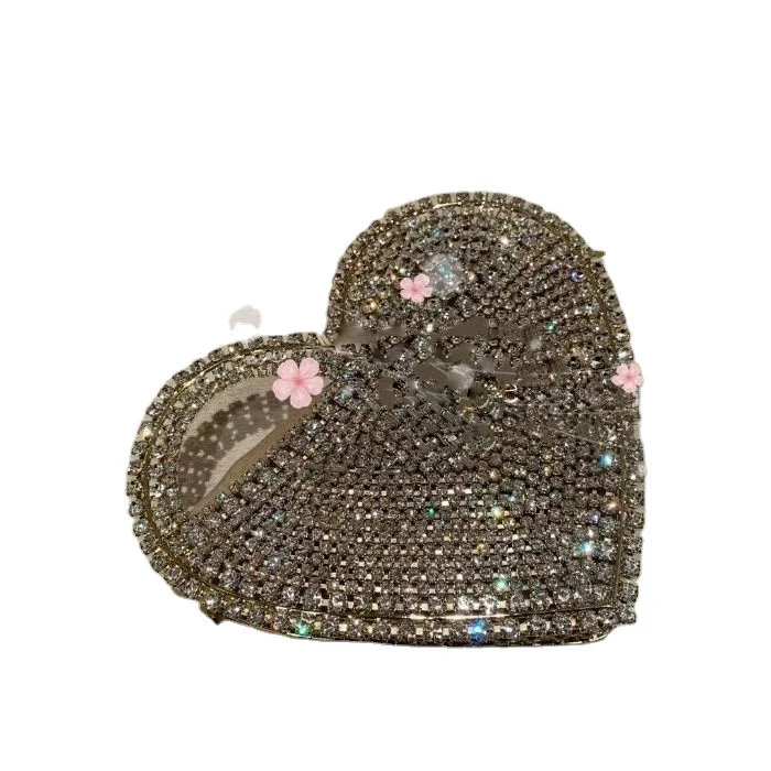 women heart diamond clutch bags bridal wedding party glitter rhinestone purse evening crystal bag, Silver
women heart diamond clutch bags bridal wedding party glitter rhinestone purse evening crystal bag, Silver