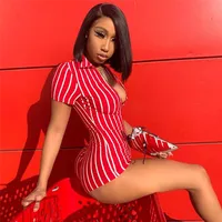 TOB 2020 spring striped short sleeve zipper bodycon sexy playsuit women fashion club party streetwear body outfits
TOB 2020 spring striped short sleeve zipper bodycon sexy playsuit women fashion club party streetwear body outfits