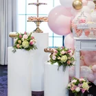 White Acrylic Party Round Plinths, Acrylic Cylinder Pedestals Display Platform