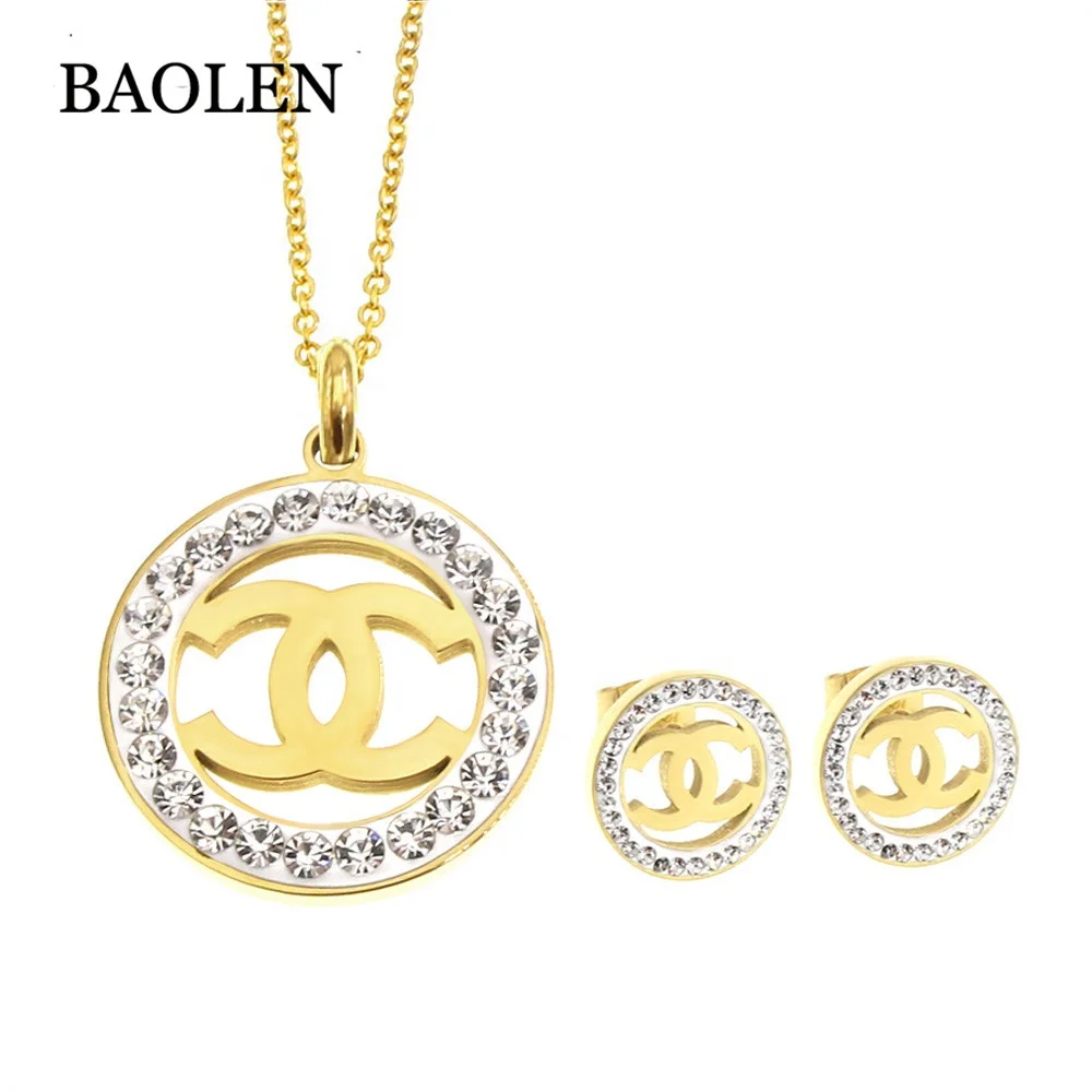 Simple letter Design Fashion Gold Stainless Steel Single Diamond Zirconia Jewelry Necklace Set
Simple letter Design Fashion Gold Stainless Steel Single Diamond Zirconia Jewelry Necklace Set