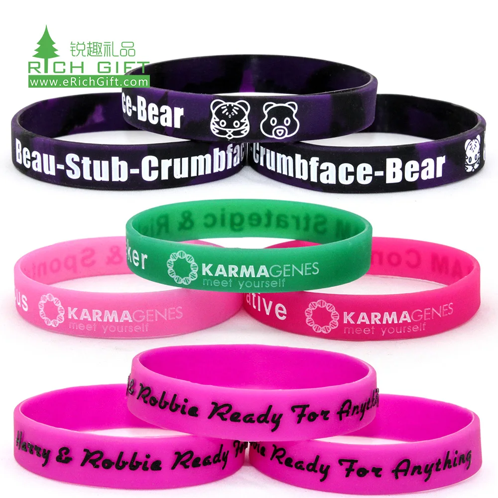 

Wholesale no minimum free shipping custom double sided printing wrist band silicone wristband, Custom color