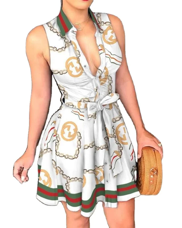 Women's Chain Printing Sexy Dresses Women Elegance Clothing Spring and summer Shirt Casual Dresses
Women's Chain Printing Sexy Dresses Women Elegance Clothing Spring and summer Shirt Casual Dresses