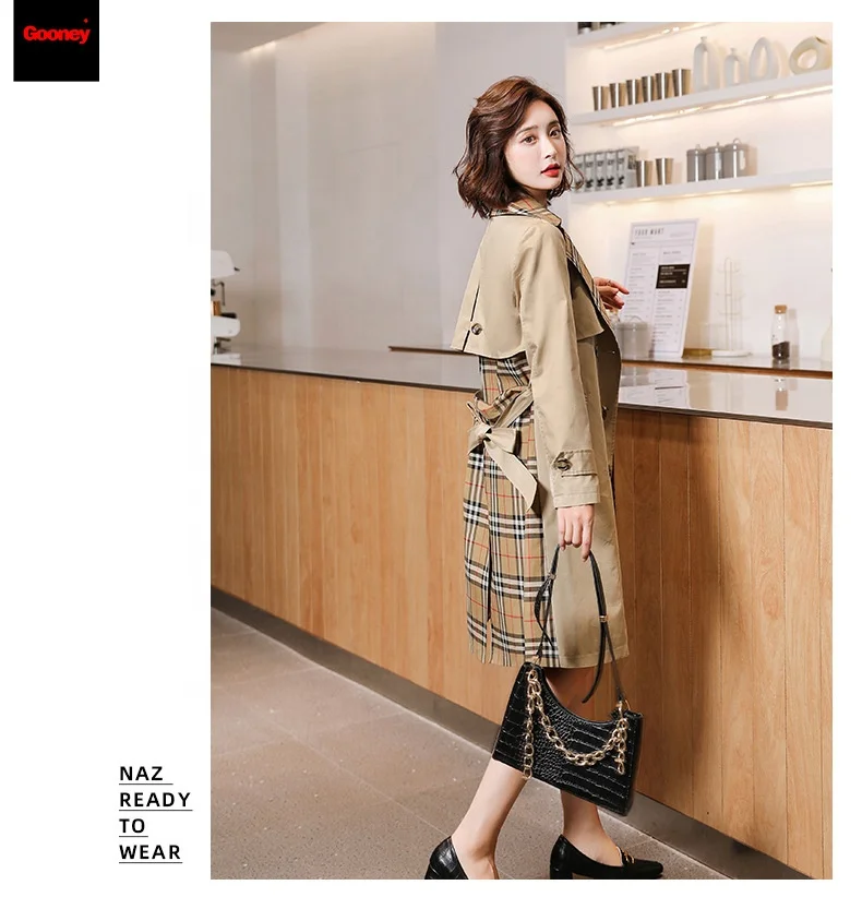 2021 ladies fashion women's famous brand coats waistband long plaid luxury designers trench coat for women, Customized color
2021 ladies fashion women's famous brand coats waistband long plaid luxury designers trench coat for women, Customized color