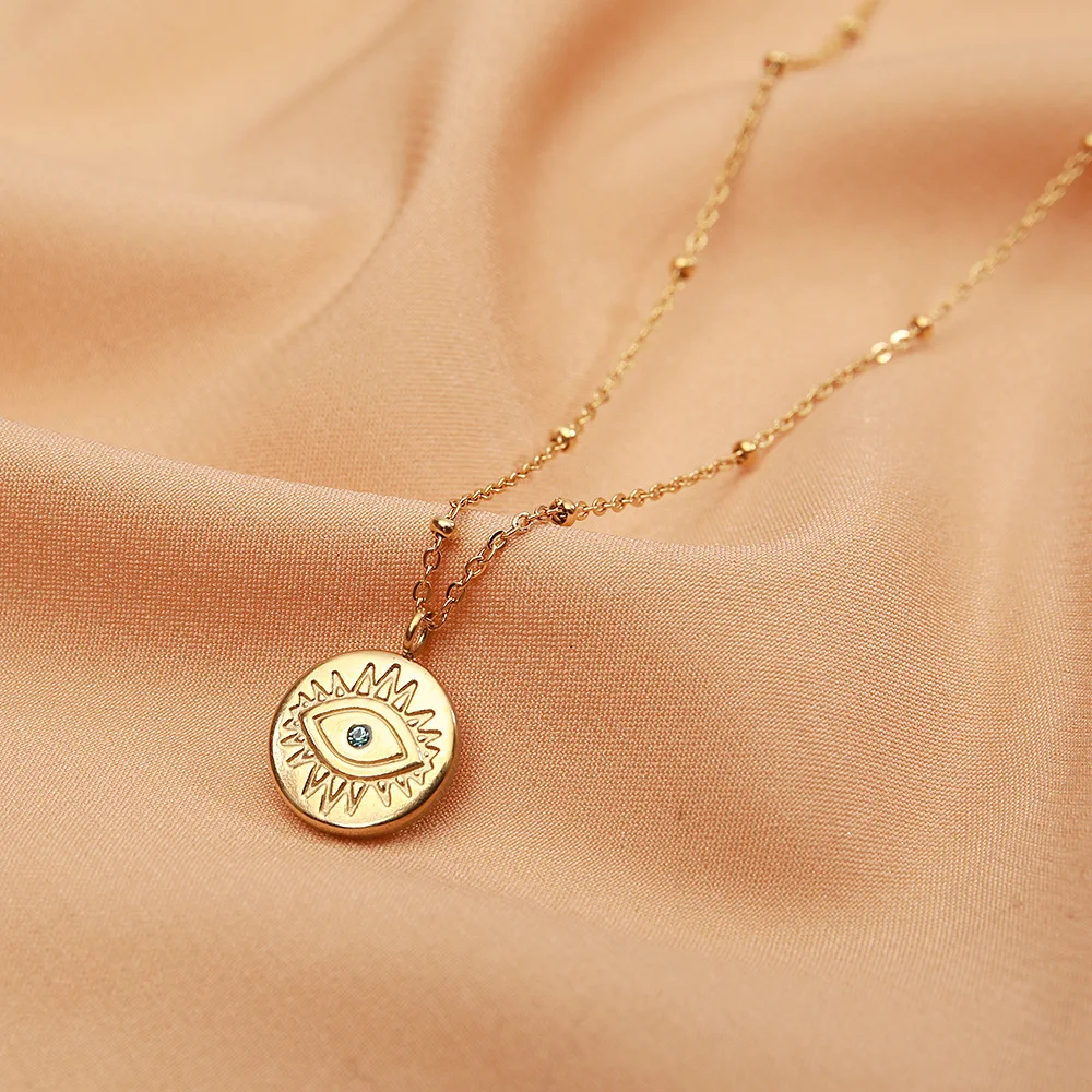 Wholesale Design Round gold plated chain Guard Evileye Brilliant Zircon Stainless Steel Gold all seeing eye Jewelry Necklaces, 1 color
Wholesale Design Round gold plated chain Guard Evileye Brilliant Zircon Stainless Steel Gold all seeing eye Jewelry Necklaces, 1 color