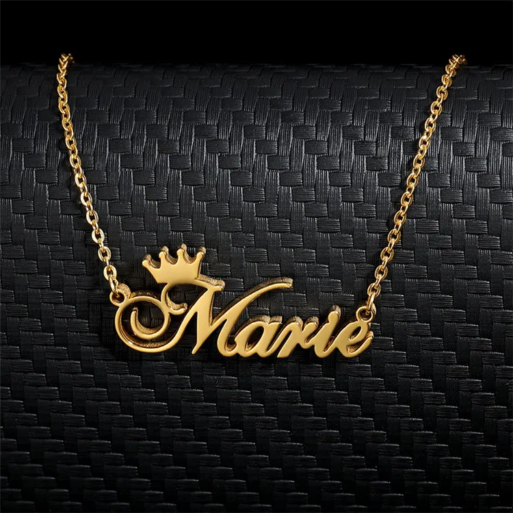 Personalized private name custom necklace crown font name clavicle necklace gold plated 18K anti pass, Picture shows
Personalized private name custom necklace crown font name clavicle necklace gold plated 18K anti pass, Picture shows
