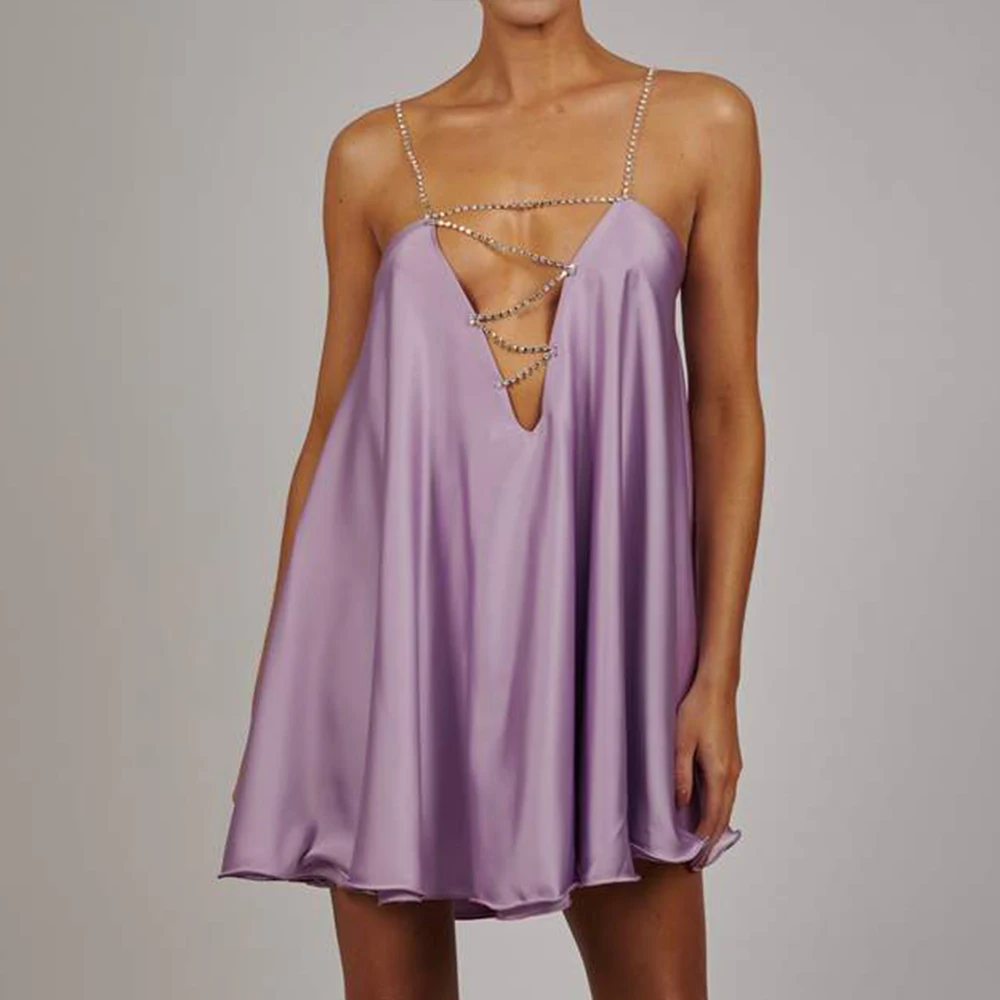 Purple Sparkle Rhinestone Double Layers Silk Satin Women Summer Set Loose Ruffle Sexy Casual Dress, Customized color
Purple Sparkle Rhinestone Double Layers Silk Satin Women Summer Set Loose Ruffle Sexy Casual Dress, Customized color