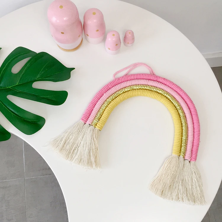 Kids nursey room decor set wholesale Scandinavian Nordic colorful rainbow macrame wall hanging interior decoration for children
Kids nursey room decor set wholesale Scandinavian Nordic colorful rainbow macrame wall hanging interior decoration for children