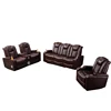 Luxury Genuine Leather Multifunctional Recliner Sofa Set with Bluetooth and Cooling Cup Holder for Living Room