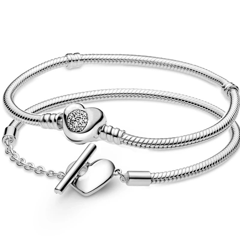 Original T-shaped Heart-shaped Snake Bone Chain 925 Sterling Silver Bracelet Set With Diamond Bracelet Charm Diy Jewelry
Original T-shaped Heart-shaped Snake Bone Chain 925 Sterling Silver Bracelet Set With Diamond Bracelet Charm Diy Jewelry